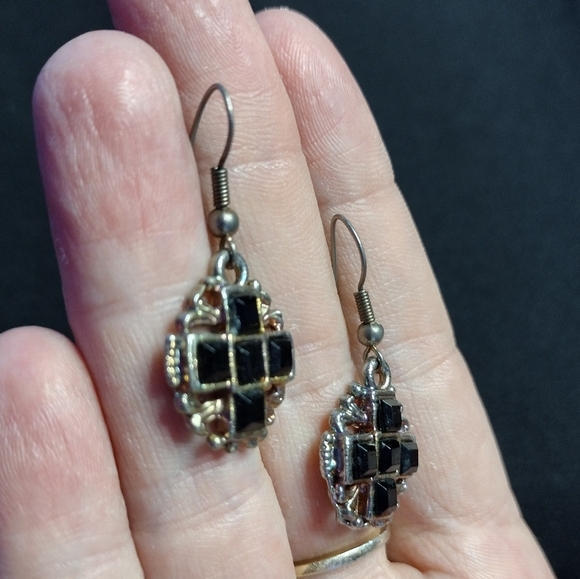 Black and Silver Earrings - Picture 4 of 9